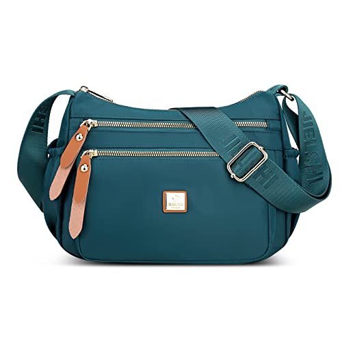 DIRRONA Umhängetasche Damen Casual Schultertasche Wasserdicht Damen Reise Arbeit Lässig Täglich Nylon Handtasche Multi Tasche Damen Messenger Bag Blau B von DIRRONA