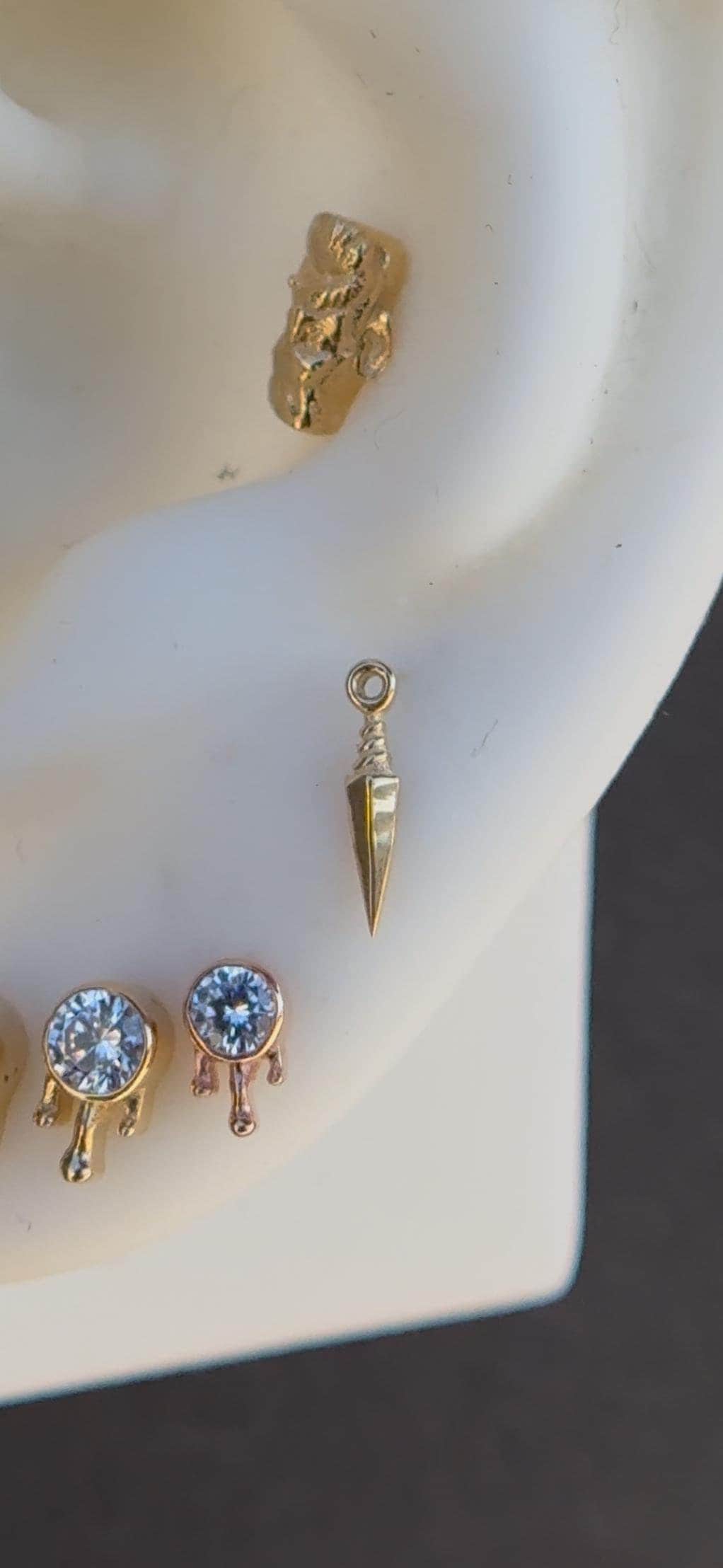 14K Gelb, Rose, Weißgold Harpe Piercing, Körperschmuck, 25G Threadless-stift, 14G Oder 16G Gewindestifte 14K Gelb, Rose, Weißgold Harpe Piercing, Körperschmuck, 25G Threadless-stift, 14G Oder 16G Gewindestifte von DISBODYJEWELRY