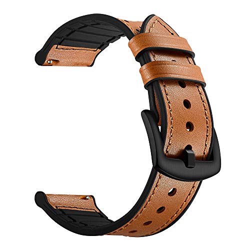 Dismay 22 mm Gummi – Leder, bequemes, flexibles Uhrenarmband (braun) von DISMAY