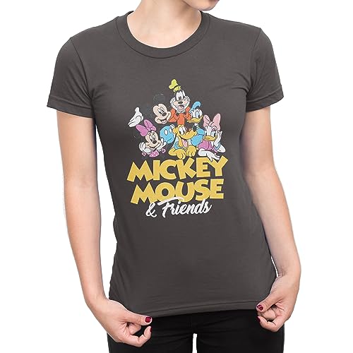 DISNEY Mickey Mouse T-Shirt für Frauen | Frauen Mickey Mouse Kleidung | Mickey Mouse Geschenke | Offizielles Mickey Mouse Merchandise Grau X-Large von DISNEY