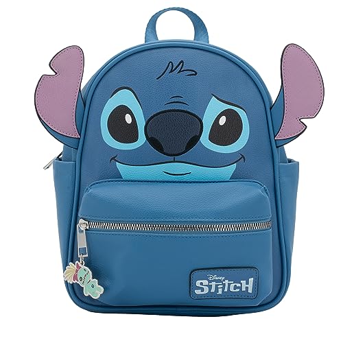 DISNEY Mini PU Rucksack Geldbörse Schultertasche mit Epoxy gefüllt Metall Frosch Charm 10.5 Zoll Verstellbare Riemen Kunstleder, Blau, Small, Mini PU Rucksack von DISNEY