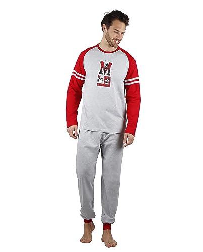 DISNEY Oh My Gosh Herren-Pyjama mit langen Ärmeln, rot, XXL von DISNEY