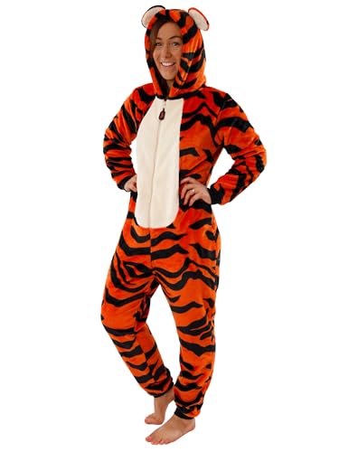 Disney Tigger Strampler Winnie The Pooh Erwachsene | Onesies Für Frauen | Fleece-Tigger-Kostüm Für Erwachsene | Größen S bis XX-Large | Offizielles Winnie The Pooh Merchandise | X-Large von Disney