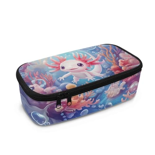 DISNIMO Ästhetisches Federmäppchen, Organizer, großes Fassungsvermögen, Stifttasche für Mädchen, mit Reißverschluss, Sea Axolotl, Taschen-Organizer von DISNIMO