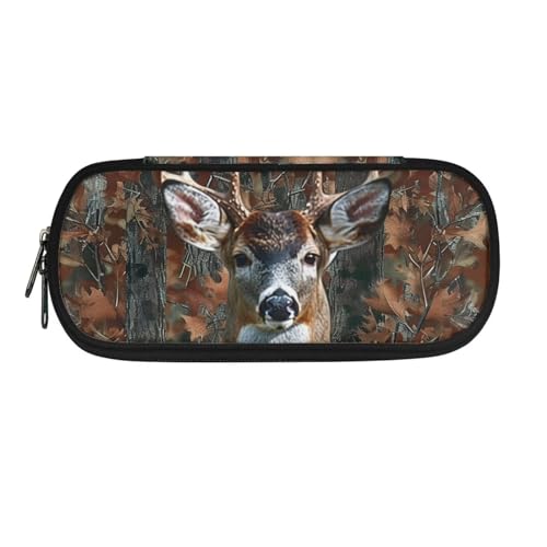 DISNIMO Federmäppchen, großes Federmäppchen, Schreibwaren-Tasche für Teenager, Jungen, Mädchen, Schule, Universität, Camouflage-Hirsch, M von DISNIMO