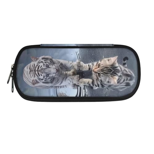 DISNIMO Federmäppchen, großes Federmäppchen, Schreibwaren-Tasche für Teenager, Jungen, Mädchen, Schule, Universität, Katze Reflect Tiger, M von DISNIMO