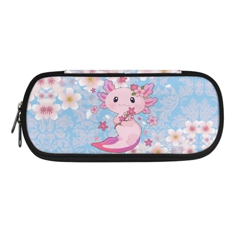 DISNIMO Federmäppchen, großes Federmäppchen, Schreibwaren-Tasche für Teenager, Jungen, Mädchen, Schule, Universität, Kirschblüten Axolotl, M von DISNIMO