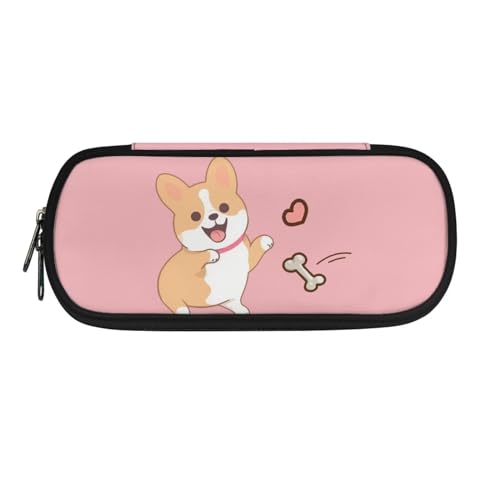 DISNIMO Federmäppchen, großes Federmäppchen, Schreibwaren-Tasche für Teenager, Jungen, Mädchen, Schule, Universität, Niedlicher Corgi Hund, M von DISNIMO