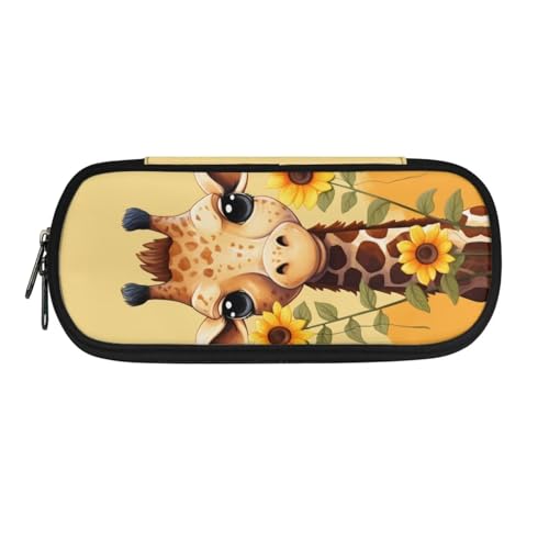 DISNIMO Federmäppchen, großes Federmäppchen, Schreibwaren-Tasche für Teenager, Jungen, Mädchen, Schule, Universität, Sonnenblumen-Giraffe, M von DISNIMO