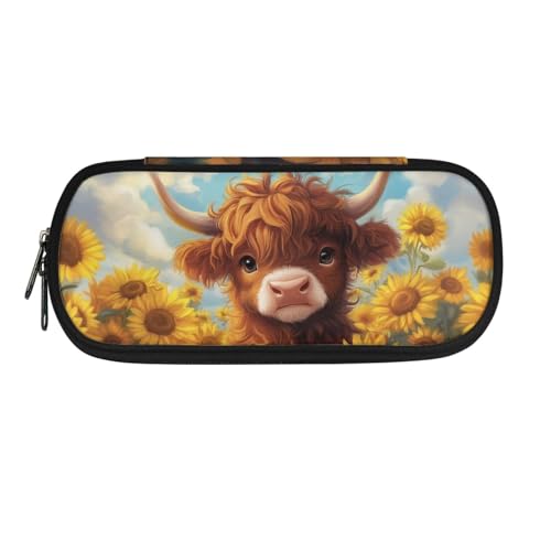 DISNIMO Federmäppchen für Mädchen, ästhetisches Federmäppchen, Schulmäppchen, mit Reißverschluss, Sky Highland Cow, Taschen-Organizer von DISNIMO
