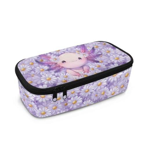 DISNIMO Federmäppchen für Mädchen, großes Fassungsvermögen, Stifttasche, Schreibwaren-Aufbewahrungs-Organizer, Floral Axolotl, Taschen-Organizer von DISNIMO