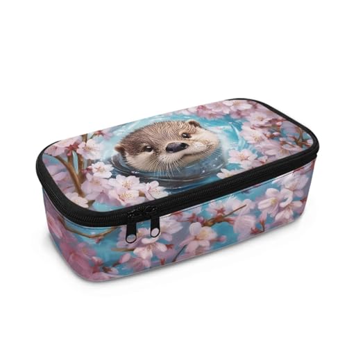 DISNIMO Federmäppchen für Mädchen, großes Fassungsvermögen, Stifttasche, Schreibwaren-Aufbewahrungs-Organizer, Kirschblüten-Otter, Taschen-Organizer von DISNIMO