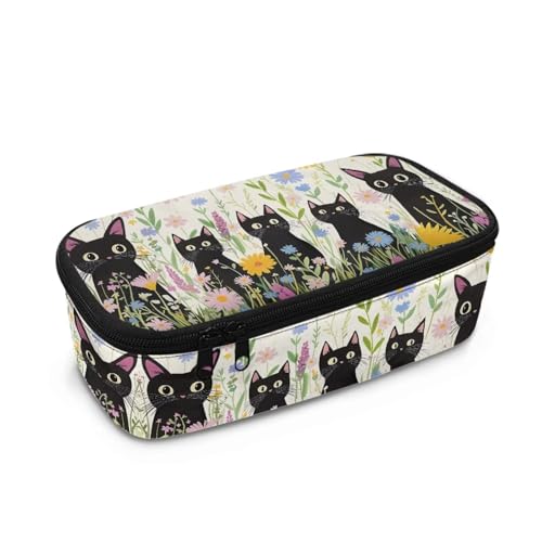 DISNIMO Federmäppchen für Mädchen, großes Fassungsvermögen, Stifttasche, Schreibwaren-Aufbewahrungs-Organizer, schwarze katze, Taschen-Organizer von DISNIMO