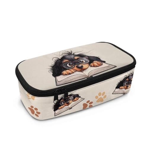 DISNIMO Federmäppchen für Teenager und Mädchen, großes Fassungsvermögen, Stifttasche mit Reißverschluss, Schreibwarentasche, Dackel, Taschen-Organizer von DISNIMO