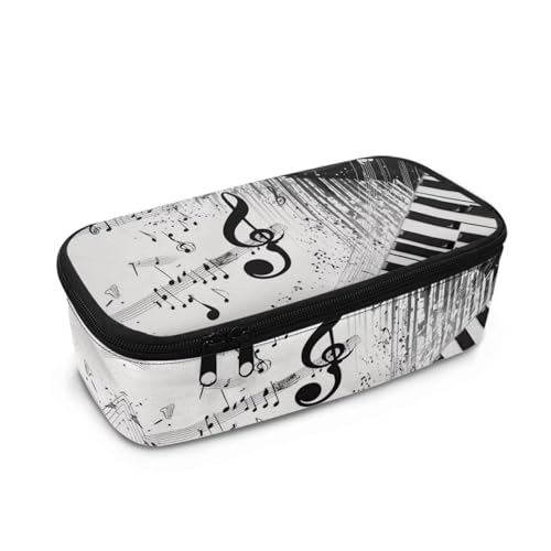 DISNIMO Federmäppchen für Teenager und Mädchen, großes Fassungsvermögen, Stifttasche mit Reißverschluss, Schreibwarentasche, Klavier-Musiknoten, Taschen-Organizer von DISNIMO