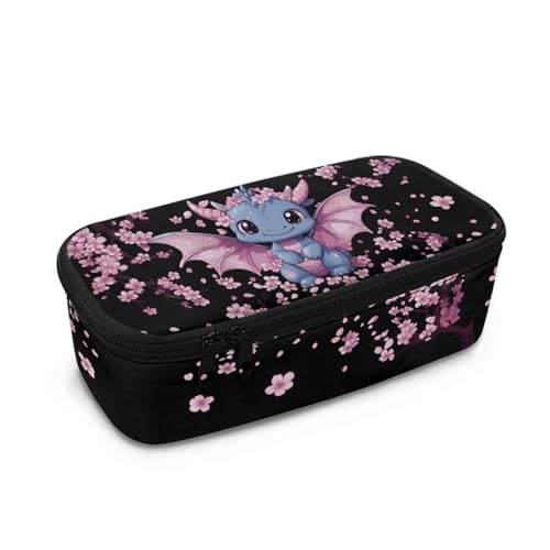 DISNIMO Federmäppchen mit großem Fassungsvermögen und Reißverschluss, Schreibwaren-Organizer für Mädchen, Schulbedarf, Kirschblütendrache, Taschen-Organizer von DISNIMO