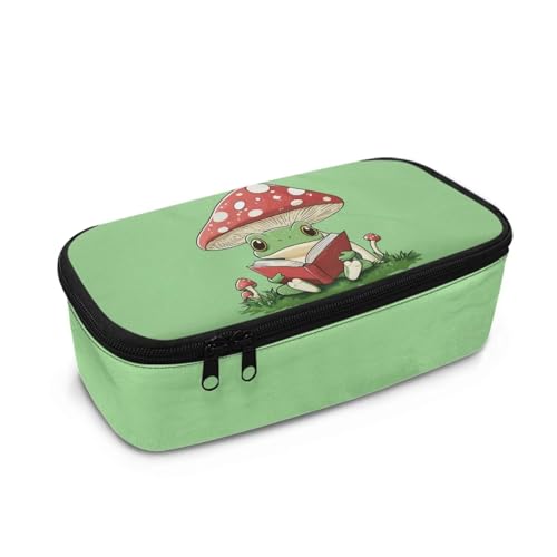 DISNIMO Federmäppchen mit großem Fassungsvermögen und Reißverschluss, Schreibwaren-Organizer für Mädchen, Schulbedarf, Pilzfrosch, Taschen-Organizer von DISNIMO