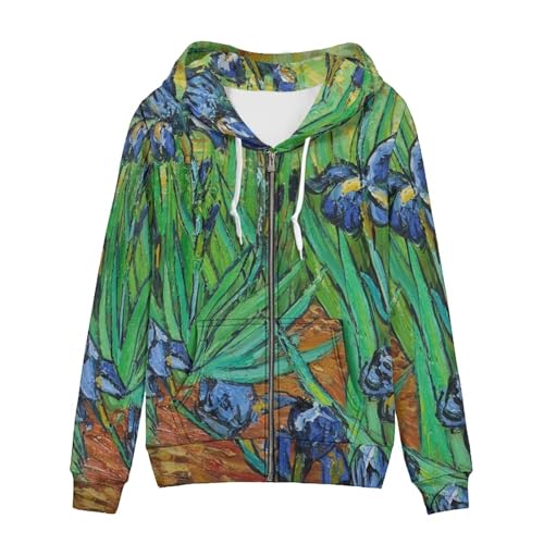 DISNIMO Zip Up Hoodie Frauen Langarm Kordelzug Sweatshirt Jacken Streetwear, 0 Irise Van Gogh, L von DISNIMO