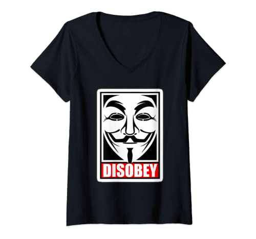 Damen DISOBEY T-Shirt Disobedience Anonymous Revolution T-Shirt mit V-Ausschnitt Damen DISOBEY T-Shirt Disobedience Anonymous Revolution T-Shirt mit V-Ausschnitt von DISOBEY T Shirt Disobedience Anonymous Revolution