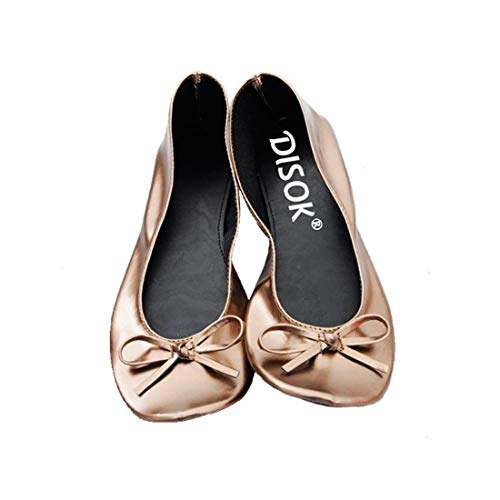 DISOK - Faltbare und faltbare Ballerinas für Hochzeiten, in Geschenkbeutel - Barrat, online kaufen, Angebote, bronze, 40 EU von DISOK