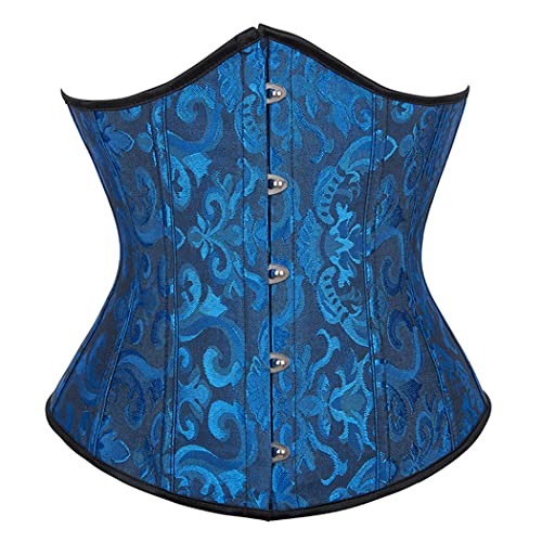 DISSA Damen Blau Vintage Korsage Korsett Shapewear Unterbrust Korsett Für Taillentrainer Schnüren Corsage,44-46,C120-2 von DISSA
