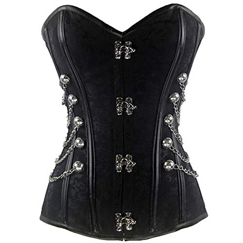 DISSA Damen Große Größen Schnürt Sich Corsage Korsett Gotisch G-String Top Korsett Stahl entbeint,C498,Schwarz,4XL von DISSA