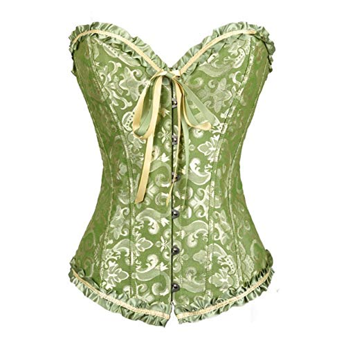 DISSA Damen Große Größen Schnürt Sich Corsage Korsett Vollbrust Korsett Kunststoff entbeint,C078,Grün,6XL von DISSA