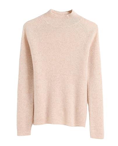 DISSA Damen Kaschmir Pullover Beige Stehkragen Langarm Strickpullover Damen Kaschmir Wolle Einfarbige Schlanker Dünner Pullover,40,SH313 von DISSA