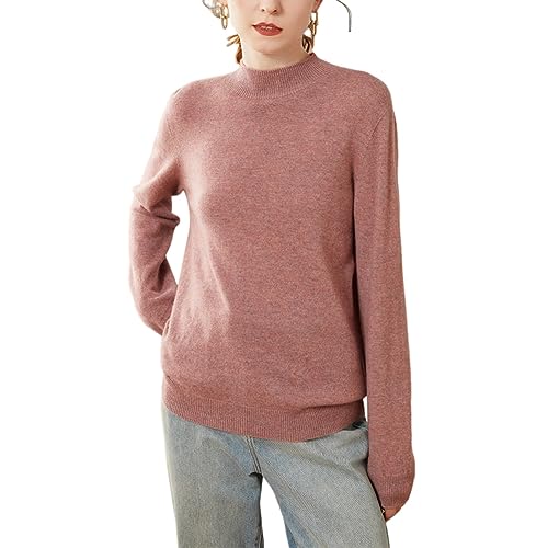 DISSA Damen Kaschmir Pullover Dunkelviolett Stehkragen Langarm Strickpullover Damen Kaschmir Wolle Einfarbige Relaxed Dünner Pullover,34,YZL501 von DISSA