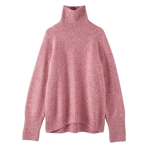 DISSA Damen Kaschmir Pullover Rosa Rollkragen Langarm Strickpullover Damen Kaschmir Wolle Einfarbige Relaxed Dicker Pullover,EU 46,RMS33166 von DISSA