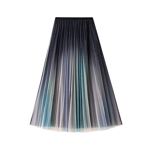 DISSA Damen Printed Falten Rock Rosa Maxi Tüll Rock,Einheitsgröße,S0859 von DISSA