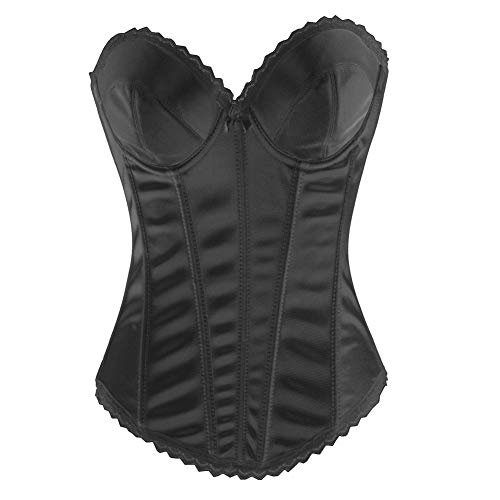 DISSA Damen Push-up Vollbrust Korsett Korsage Haken Kunststoff entbeint Schwarz Spitze Shapewear Corsage,Größe 38-40,C2269A von DISSA