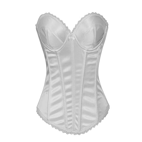 DISSA Damen Push-up Vollbrust Korsett Korsage Haken Kunststoff entbeint Weiß Spitze Shapewear Corsage,Größe 36-38,C2269A von DISSA