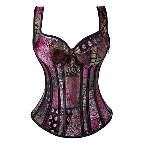 DISSA Damen Push-up Vollbrust Korsett Korsage Schnüren Kunststoff entbeint Purple Jacquard Shapewear Corsage,Größe 38-40,C1569 DISSA Damen Push-up Vollbrust Korsett Korsage Schnüren Kunststoff entbeint Purple Jacquard Shapewear Corsage,Größe 38-40,C1569 von DISSA