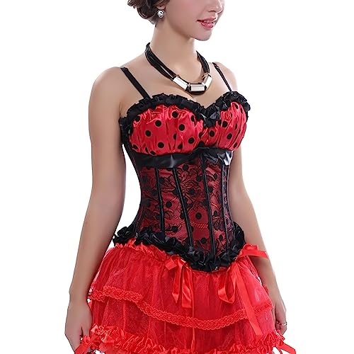 DISSA Damen Push-up Vollbrust Korsett Korsage Schnüren Kunststoff entbeint Rot Tupfen Shapewear Corsage,Größe 36-38,C2796 DISSA Damen Push-up Vollbrust Korsett Korsage Schnüren Kunststoff entbeint Rot Tupfen Shapewear Corsage,Größe 36-38,C2796 von DISSA