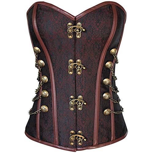 DISSA Damen Retro Schnürt Sich Corsage Korsett Gotisch G-String Top Korsett Stahl entbeint,C669,Braun,XL von DISSA