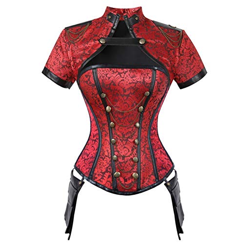 DISSA Damen Retro Schnürt Sich Corsage Korsett Vollbrust Korsett Stahl entbeint,C719,Rot,L DISSA Damen Retro Schnürt Sich Corsage Korsett Vollbrust Korsett Stahl entbeint,C719,Rot,L von DISSA