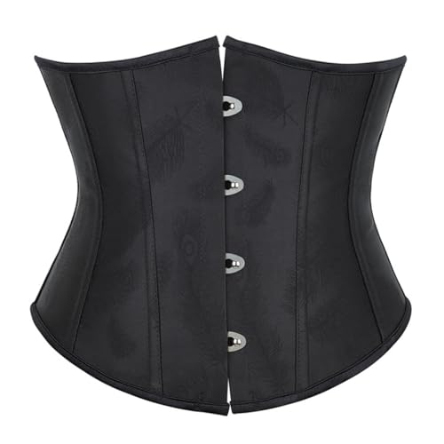 DISSA Damen Schwarz Taillenmieder Unterbrust Korsett Einfarbiges Rücken Schnürung Korsage Corsage,40-42,C8018 von DISSA