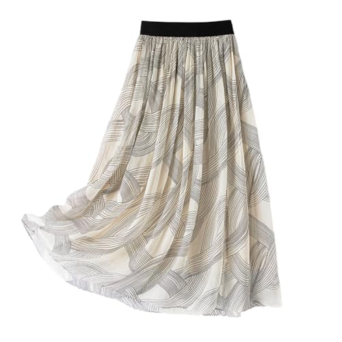 DISSA Damen Seidenrock Beige Bedruckter Elastischem Bund 100% Seide Luftiger Midi Plissierter Rock,EU 42,S2010-12 DISSA Damen Seidenrock Beige Bedruckter Elastischem Bund 100% Seide Luftiger Midi Plissierter Rock,EU 42,S2010-12 von DISSA
