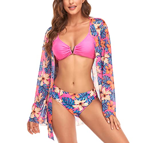 DISSA Damen Spaghettiträger Bikini Set Elastische Rosa Zweiteiliger Badebekleidung für Frauen Bademode,L,S0015 von DISSA