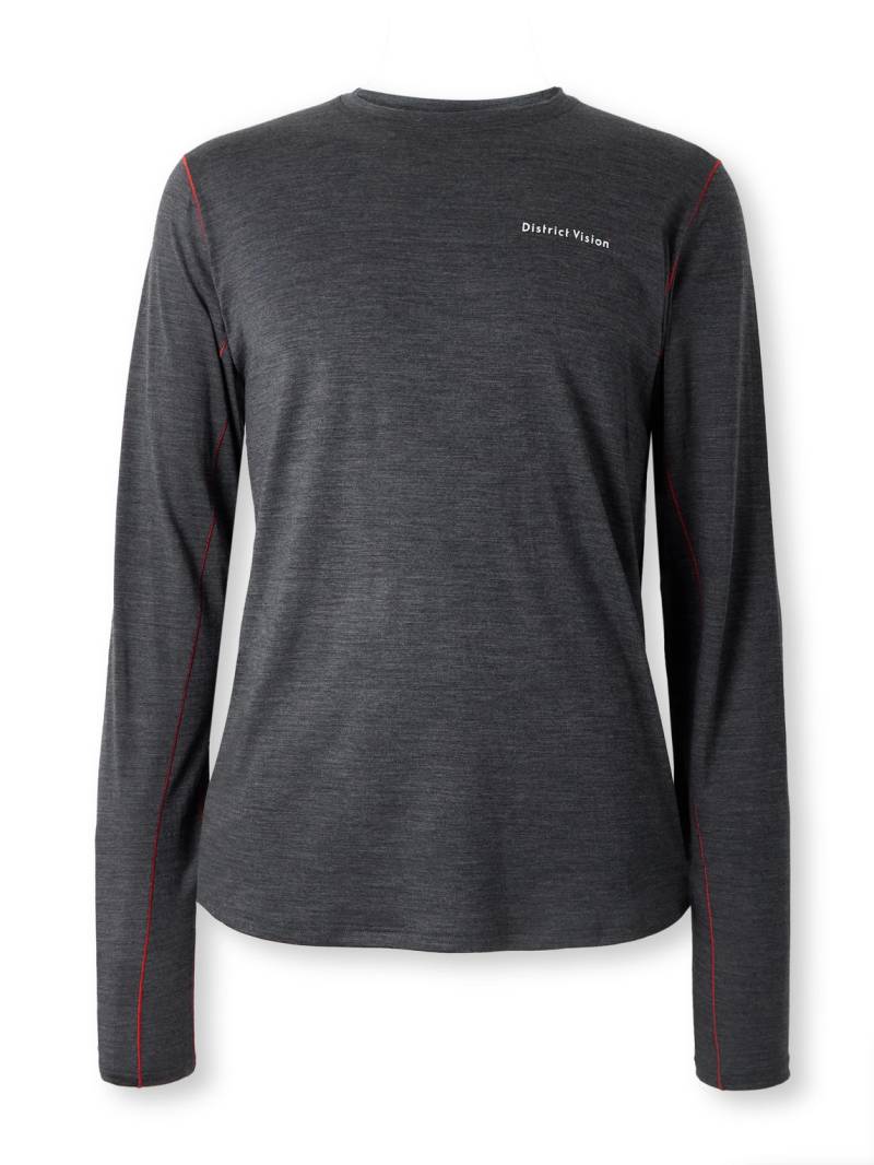 DISTRICT VISION - Logo-Print Merino Wool-Jersey Base Layer - Men - Gray - M von DISTRICT VISION