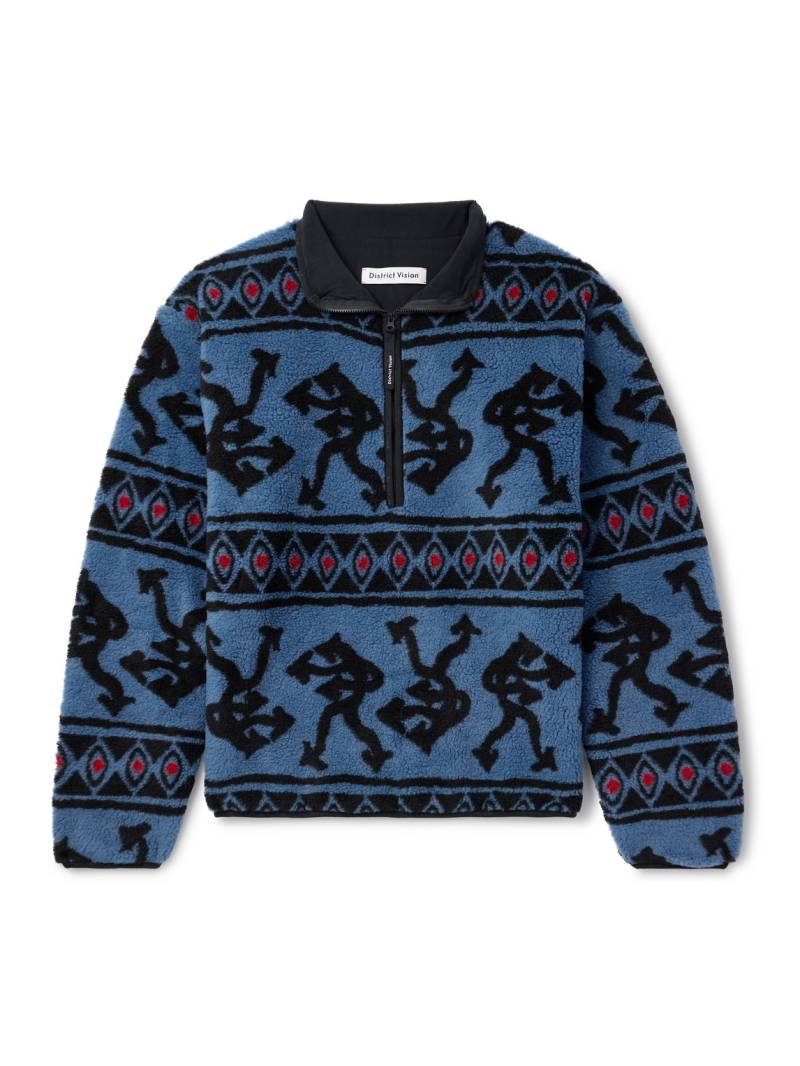 DISTRICT VISION - Printed Fleece Half-Zip Sweatshirt - Men - Blue - S von DISTRICT VISION