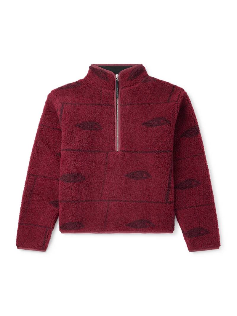 DISTRICT VISION - Printed Fleece Half-Zip Sweatshirt - Men - Red - M von DISTRICT VISION