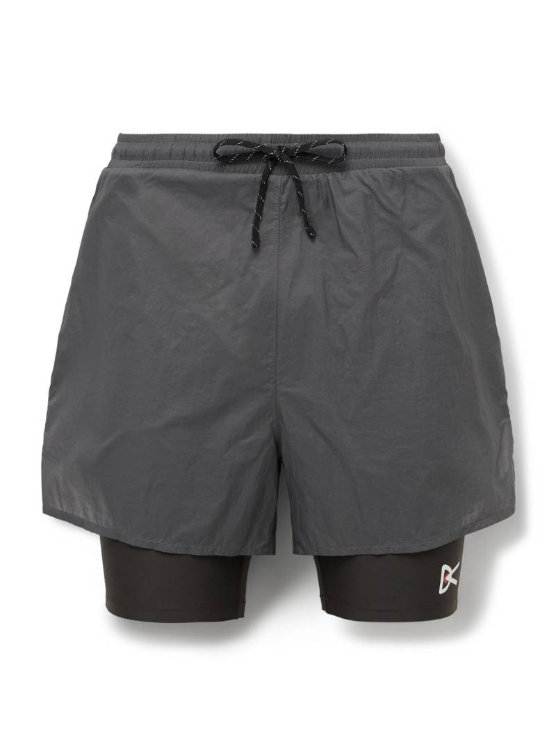 DISTRICT VISION - Straight-Leg Layered Logo-Print Shell and Stretch-Recycled Jersey Drawstring Shorts - Men - Gray - S von DISTRICT VISION