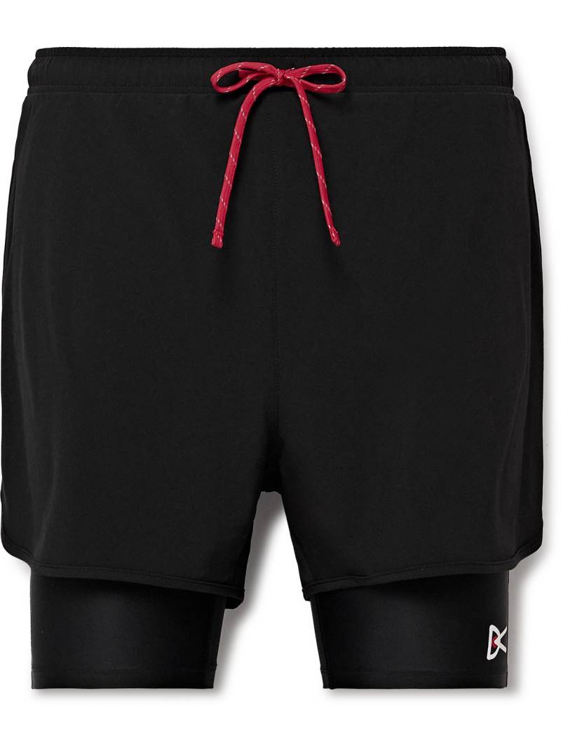 DISTRICT VISION - Straight-Leg Layered Logo-Print Stretch-Jersey Drawstring Shorts - Men - Black - XL von DISTRICT VISION
