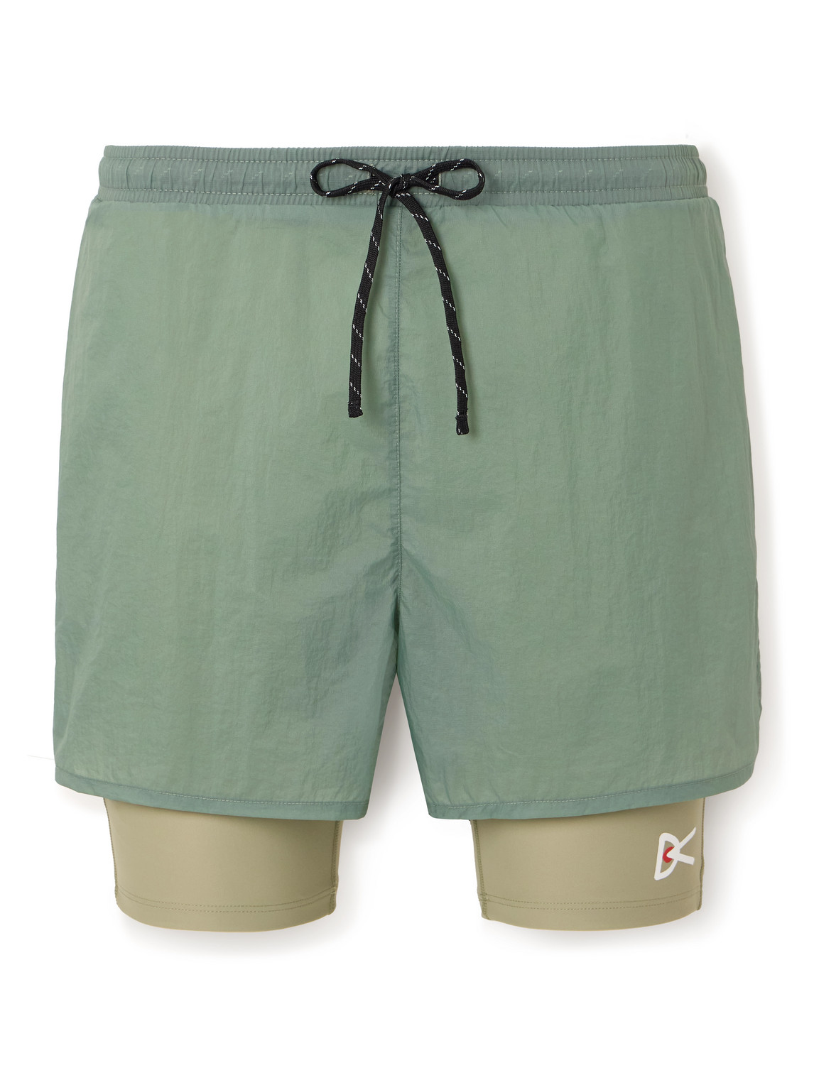 DISTRICT VISION - Straight-Leg Layered Logo-Print Stretch-Jersey and Shell Drawstring Shorts - Men - Green - M DISTRICT VISION - Straight-Leg Layered Logo-Print Stretch-Jersey and Shell Drawstring Shorts - Men - Green - M von DISTRICT VISION