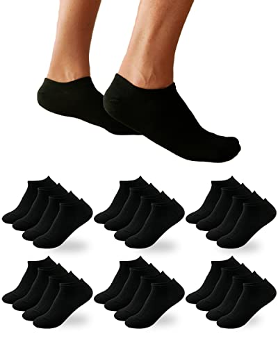 DIVABONNA 12 Paar Sneaker Socken Damen - Kurze Socken Sneakersocken Sportsocken Schwarz & Weiß & Grau Baumwolle (35-40, Schwarz) von DIVABONNA