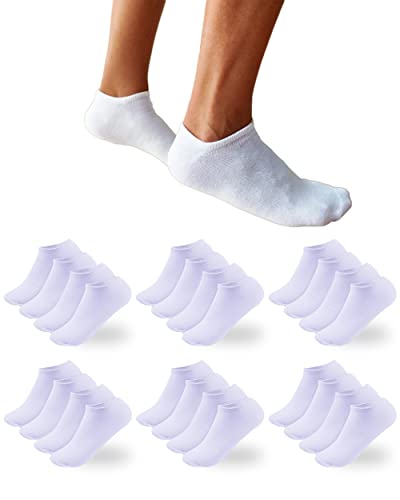 DIVABONNA 12 Paar Sneaker Socken Damen - Kurze Socken Sneakersocken Sportsocken Schwarz & Weiß & Grau Baumwolle (35-40, Weiß) von DIVABONNA