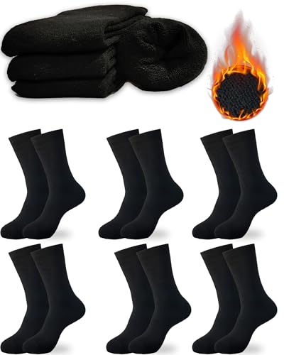 DIVABONNA 6 Paar Thermosocken Wolle Herren - Thermosocken Wolle Damen - Thermosocken Herren - Thermosocken Damen - Winterstrümpfe (35-40, schwarz) von DIVABONNA