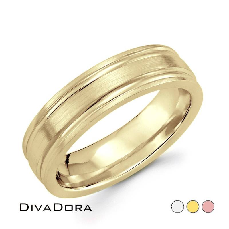 14K Solid Gold Ehering, Gerillt Und Gebürstet Ehering Der Männer, Frau, Anpassbares Jubiläumsgeschenk Dc170-9 von DIVADORA